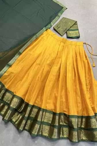 Women Kanchipuram With Weaving Zari Work Lehenga Choli 