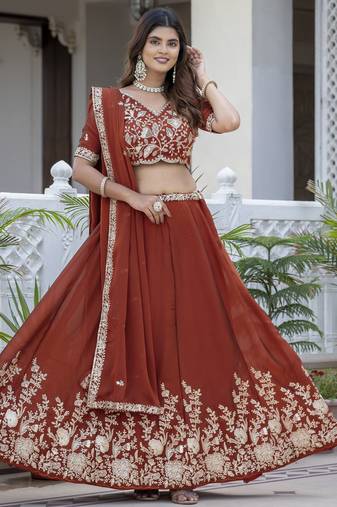 Designer Rangoli Silk Embroidery lehenga choli
