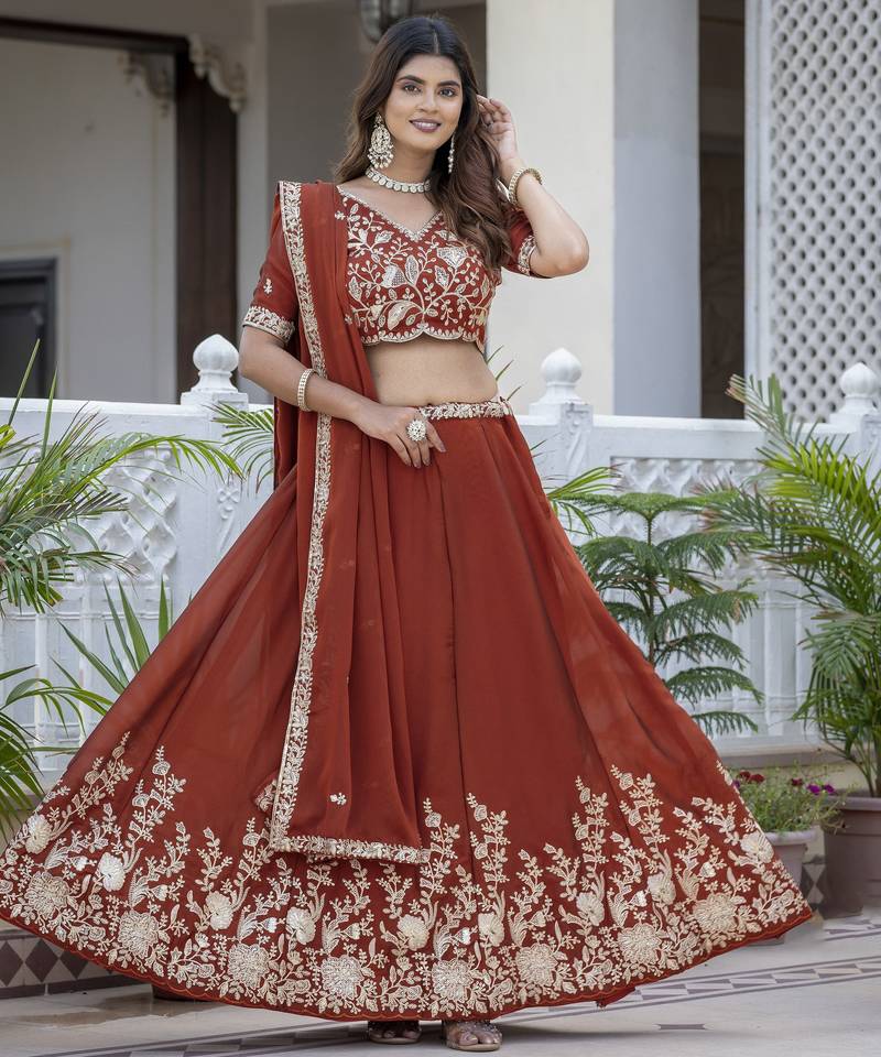Designer Rangoli Silk Embroidery lehenga choli