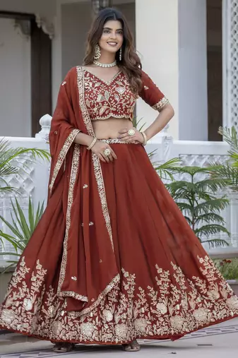 Designer Rangoli Silk Embroidery lehenga choli