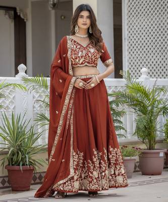 Designer Rangoli Silk Embroidery lehenga choli 3