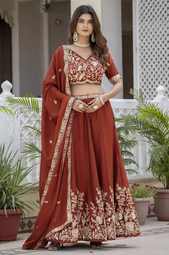 Designer Rangoli Silk Embroidery lehenga choli