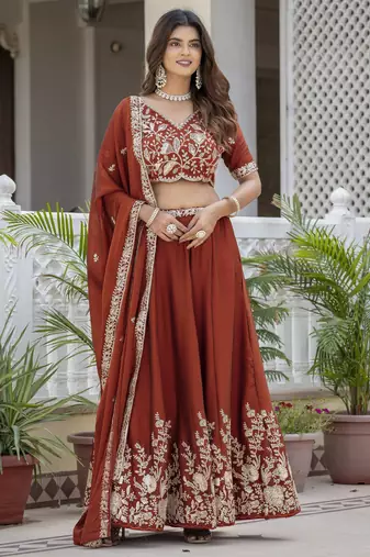 Designer Rangoli Silk Embroidery lehenga choli