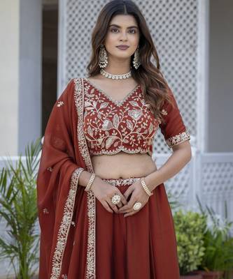 Designer Rangoli Silk Embroidery lehenga choli 5