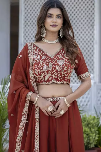 Designer Rangoli Silk Embroidery lehenga choli
