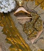 Mustard Color embroidery And sequence work Chiffon Saree