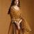 Mustard yellow embroidered cotton tissue long kurti set