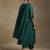 Emerald green embroidered chanderi long kurti set