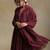 Plum wine embroidered chanderi anarkali set