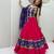 Women's Rani Pink Navratri Chaniya Choli with Kutchi Mirror Work Blouse & Embroidered Dupatta