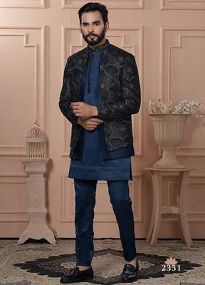 Turquoise color indowestern for men 1