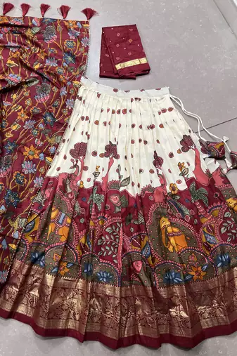 Women's Tussar Silk Lehenga Choli For Wedding