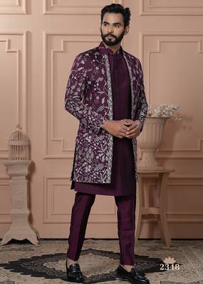 Wine indowestern for men 1