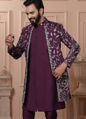 Wine indowestern for men 2