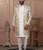 Yellowish cream indowestern for men