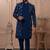 Turquoise embroidered indowestern for men