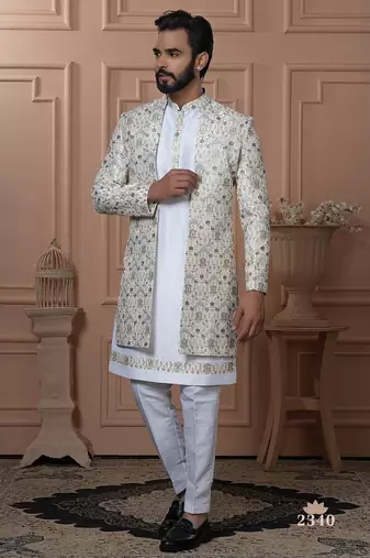 Off white indowestern for men