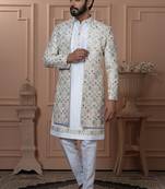 Off white indowestern for men