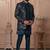Turquoise color embroidered open indowestern for men | premium men's ethnic wear