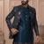 Turquoise color embroidered open indowestern for men | premium men's ethnic wear
