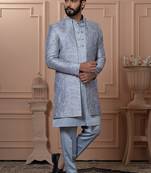 Grey color open indowestern for men | premium men's ethnic wear
