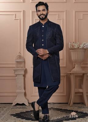 Navy blue color indowestern for men | premium men's ethnic wear 1