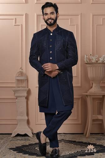 Navy blue color indowestern for men | premium men's ethnic wear