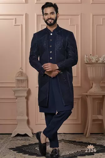Navy blue color indowestern for men | premium men's ethnic wear