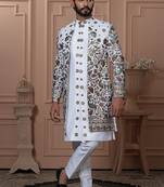 White color open indowestern for men | premium men's ethnic wear