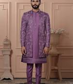 Lavender color open indowestern for men | premium men's ethnic wear