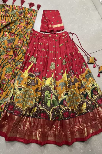 Women's Tussar Silk Lehenga Choli For Wedding