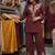 Women   s deep brown embroidered ethnic co-ord set