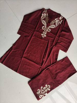 Women   s deep brown embroidered ethnic co-ord set 4