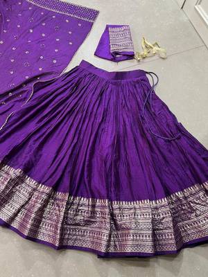purple chanderi silk lehenga for women 7