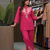 Women   s deep rani pink  embroidered ethnic co-ord set