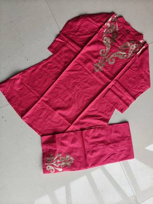 Women   s deep rani pink  embroidered ethnic co-ord set 4