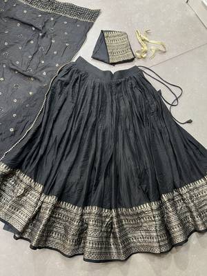 black zari work chanderi lehenga choli 7