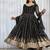 Black faux blooming zari embroidered sequins kali cut anarkali suit set with dupatta