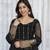 Black faux blooming zari embroidered sequins kali cut anarkali suit set with dupatta