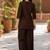 Brown embroidered short kurti with pants co-ord set for women
