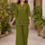 Green embroidered short kurti with pants co-ord set for women