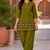 Green embroidered short kurti with pants co-ord set for women