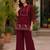 Maroon embroidered short kurti with pants co-ord set for women