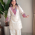 Festive off-white cotton straight kurti with palazzo set