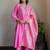 Pink embroidered chanderi kurta set with pants and dupatta – set of 3