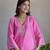 Pink embroidered chanderi kurta set with pants and dupatta – set of 3