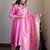 Pink embroidered chanderi kurta set with pants and dupatta – set of 3