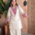 festive off-white cotton straight kurti with palazzo set