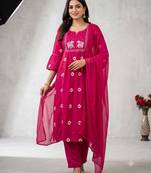 Elephant embroidery bandhani kurti set with dupatta