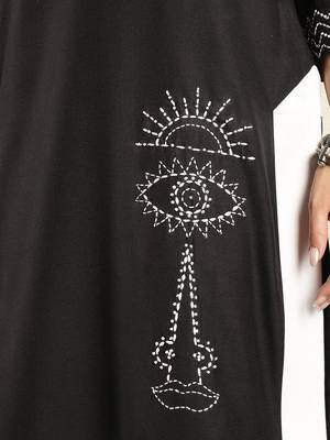 Black embroidered cotton suit – set of 2 3